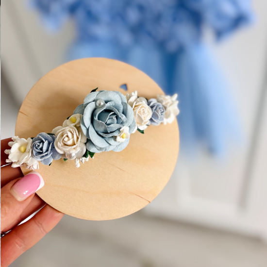 Opaska kwiatowa błękit